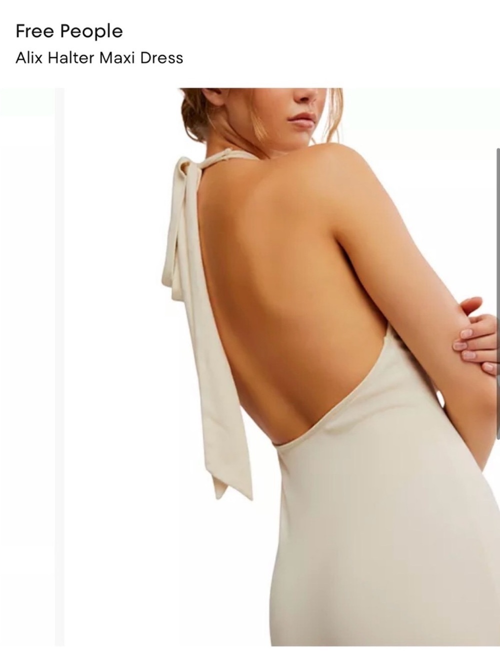 NWT Free People Beach Alix Plunge Low Back Midi Dress in Bleached Sand Neutral - Picture 3 of 7